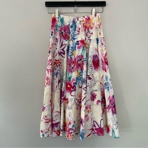 Vintage Bright Floral Giovelli Twirly Midi Skirt • Size Small